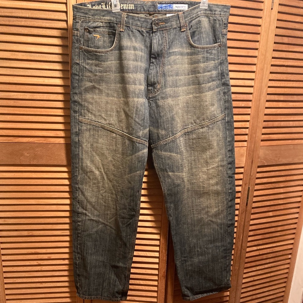 Azure Love Life Denim Distressed Loose Fit Jeans